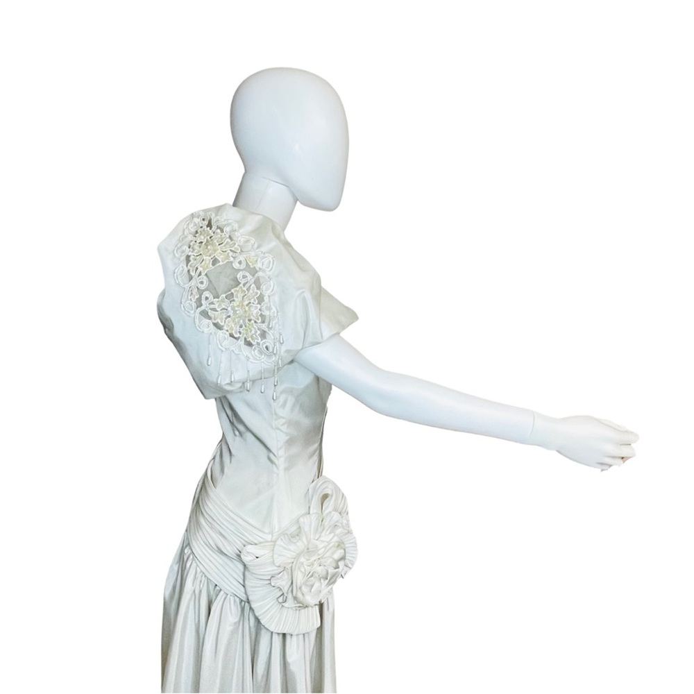 Vintage 1990's Princess Diana Inspired Tea Length Wedding Dress - Picture 3 of 7